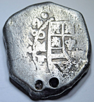 1732 Dated Spanish Mexico 8 Reales Shipwreck Colonial 1700's Pirate Cob 8R Coin