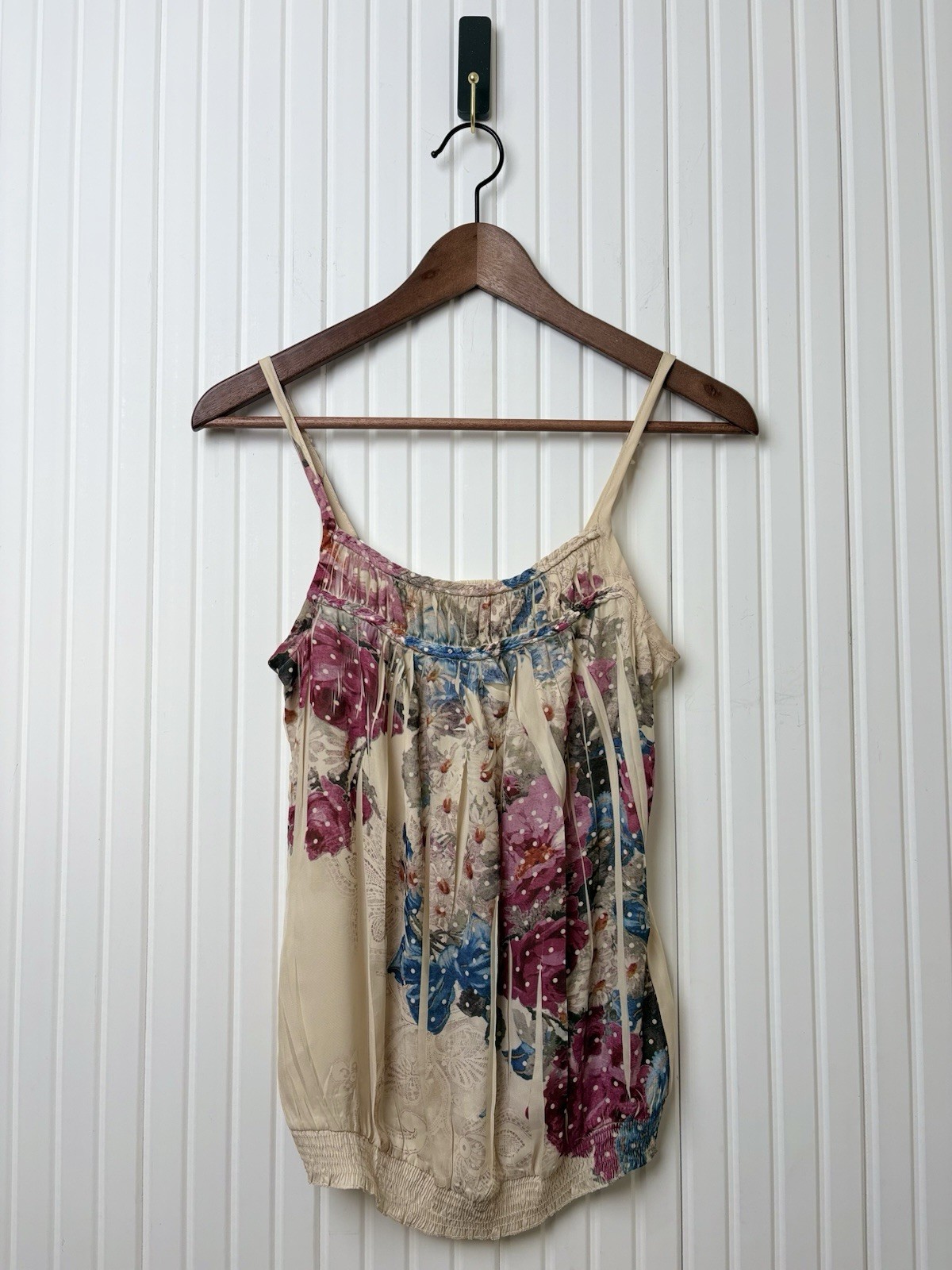 Fang Y2K Inspo Tank Bubble Hem Floral Print Small Bohemian Hippie Artsy Everyday