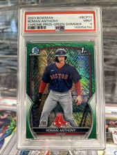 2023 Bowman Chrome Prospects Green Shimmer Refractor 78/99 Roman Anthony 1v3