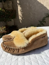 Cozy! L.L.Bean Wicked Good Boot Moc Mens Size 13 M Slippers Tan Suede Shearling
