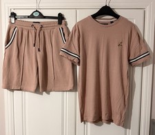 Brave Souls Co-ord Set In Salmon Pink Size S EUC. Logo On Chest Summer Ready