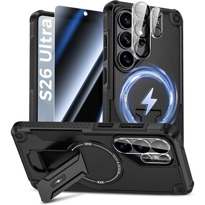 For Samsung Galaxy S26 Ultra/S26 Magnetic Case Shockproof Stand +Tempered Glass