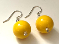 Boucles D'oreilles Clips Vintage Escargot Jaune - Années 80, Plastique, Occasion, Création Françoise