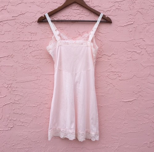 Vintage Slip Blush Pink Lace Nylon Adjustable Straps Size 32 - Picture 5 of 7