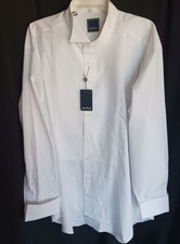 David Donahue White Cotton Formal Tuxedo French Cuff Shirt 18.5 34/35 NWT 165
