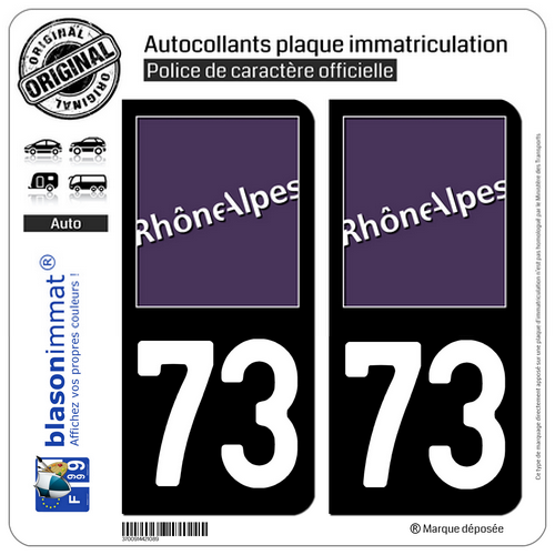 2 Aufkleber Sticker Nummernschild: 73 Rhône Alpen LogoType - Bild 9 von 9