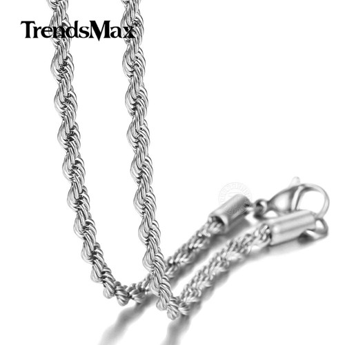 Collar de cuerda trenzada enchapado en plata/oro de acero inoxidable cadena para hombre 22 pulgadas - Imagen 10 de 16