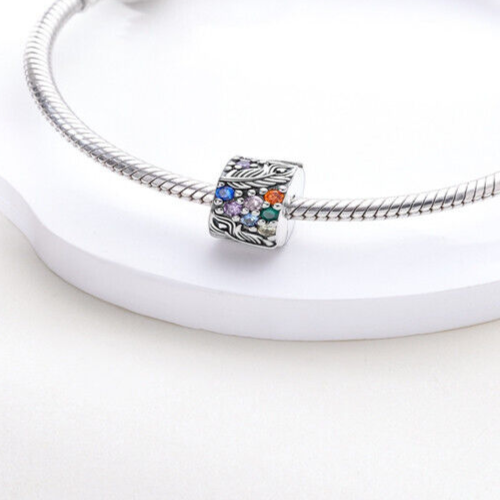 Spirit Feather Rainbow Crystal Spacer clip Clasp Charm Bead Sterling Silver 925 - Picture 1 of 5