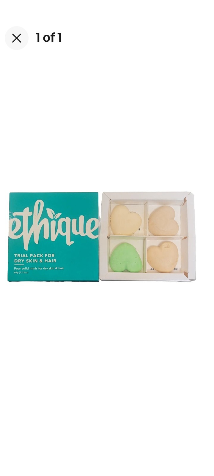 Ethique Trial Pack for Dry Skin & Hair - Shampoo, Conditioner, Face Cleanser & B