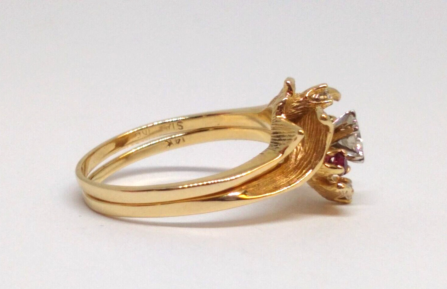 VTG, Two Piece, Diamond /Ruby Ring, signed Starfi… - image 8