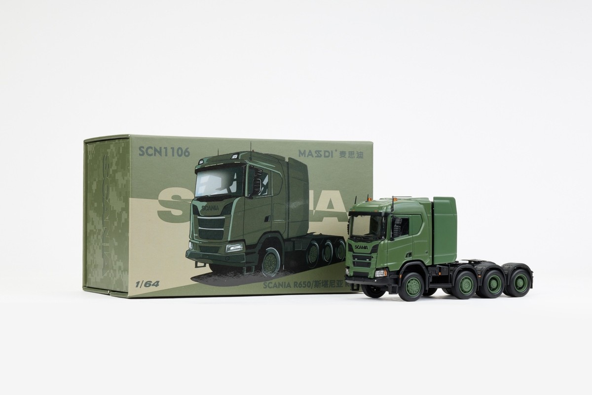 New Masdi 1:64 Army Green SCANIA R650 Model Diecast Metal
