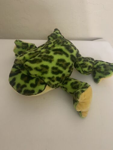 Ganz Webkinz Bullfrog Plush Stuffed Animal Spotted Frog 10" Green Yellow Black