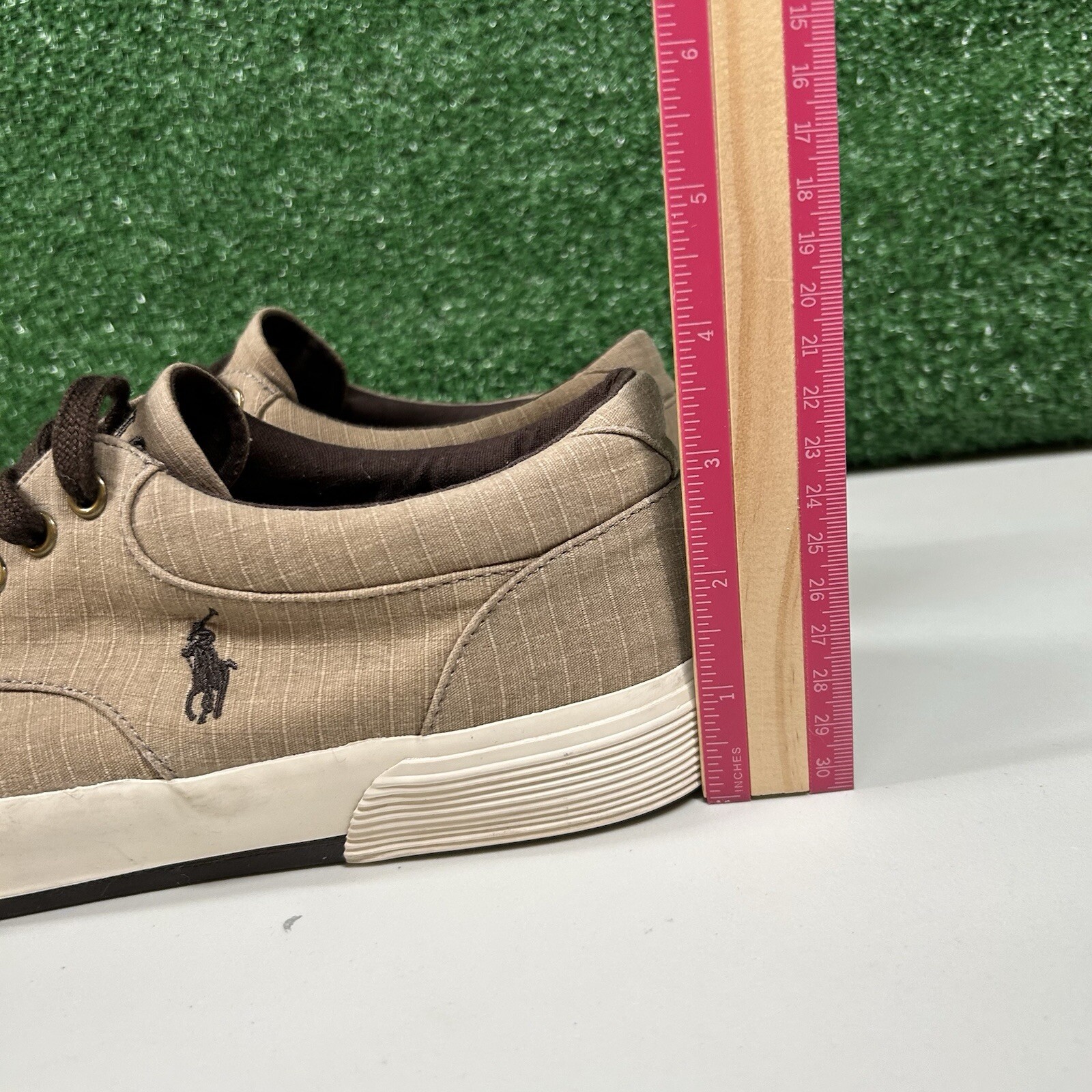 SAOLA Polo Ralph Lauren Felton Uomo 9 D Marrone Ripstop Canvas Scarpe Sneakers Casual