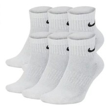 Nike DRI-FIT COTTON ankle SOCKS 6 Pair Pack Mens M Medium white SX7669-100