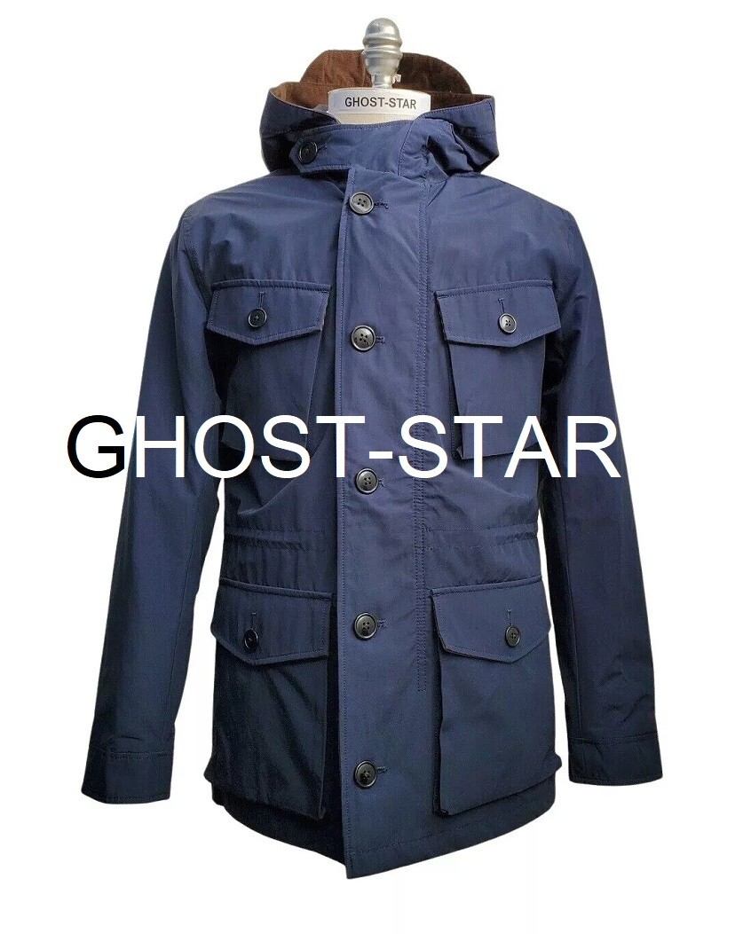 JCREW parka jacket hood navy blue barn coat Wallace & Barnes 