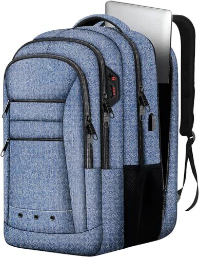 Upgraded Extra Large 17 Inch Laptop Travel Backpack for Men in Blue-image