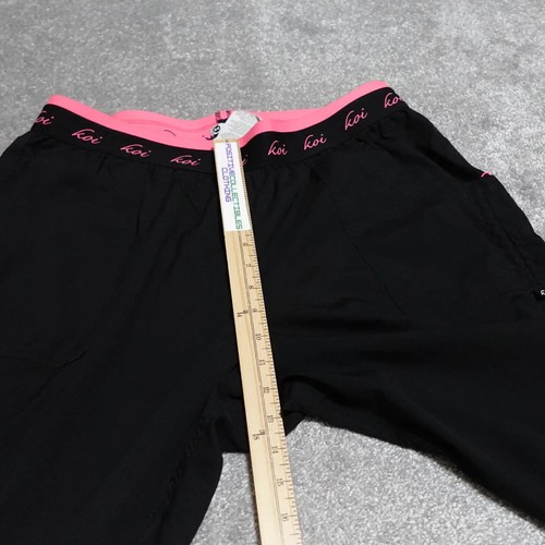 Koi Lite Slim Fit Scrub Pants Women's 2X Reg Black Pink Logo Elastic Waist - Picture 3 of 10