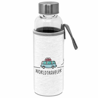 PPD Glass Bottle Worldtraveler mit Schützhülle Flasche Trinkflasche 350 ml