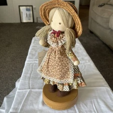 Vintage Holly Hobbie Musical Cloth Rag Doll 12" Yesterday Japan 1970s Tan Brown