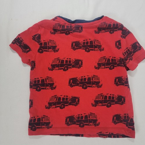 Baby Gap Boy's Red Blue Short Sleeve Shirt 4 T Toddler 4T Firetruck Fire Truck - Picture 3 of 5
