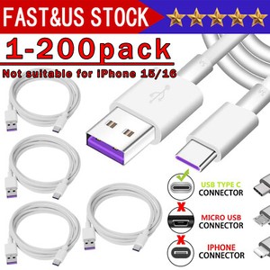 USB Type C Data Cable 5A Fast Charging USB-A to USB-C Charger lot Cord For Phone