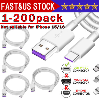 USB Type C Data Cable 5A Fast Charging USB-A to USB-C Charger lot Cord For Phone