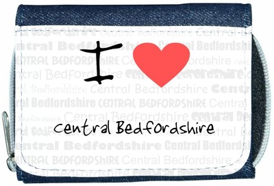 I Love Heart Central Bedfordshire Denim Geldbörse
