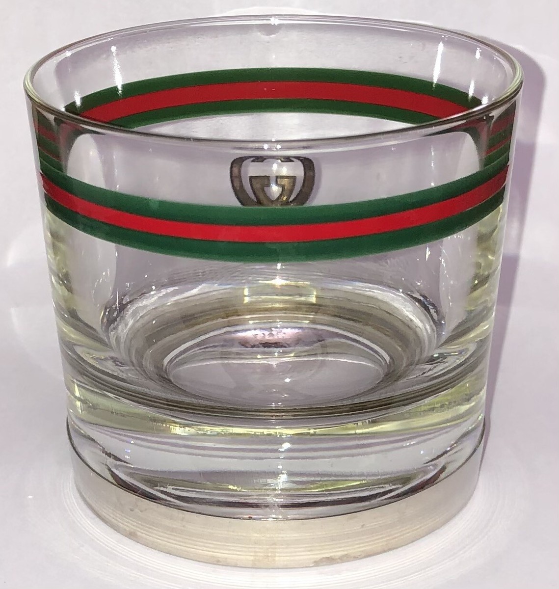 RARE Vintage GUCCI Old Fashioned Barware Logo Cocktail Bar Glass