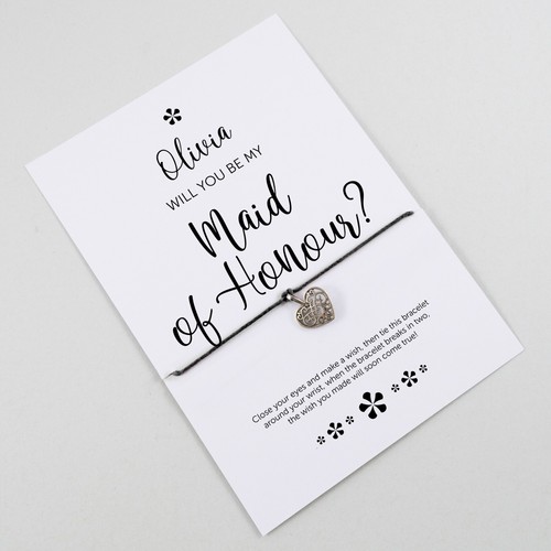 Will You be my BRIDESMAID Wish Bracelet | PERSONALISED Proposal Gift Flower Girl - Picture 30 of 36