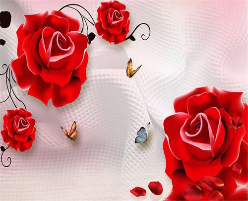 Scarlet Rose 3D Tablecloth Table cover Cloth Rectangle Wedding Party Banquet - Picture 3 of 6