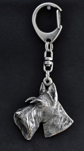 Terrier écossais, porte-clés couvert d'argent, de qualité supérieure Art Dog FR - Picture 2 of 4