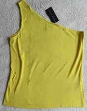 New Look Ladies One Shoulder Vest Top Yellow UK 14/EU 42 Brand New With Label