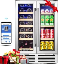 24 Inch Wine and Beverage Refrigerator, Dual Zone Wine and Bar Beverage Cooler,