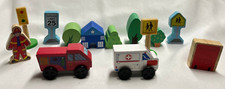 Wooden Fire truck, Ambulance, Street signs and Trees