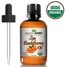 Sea Buckthorn Fruit Oil by Mayan's Secret USDA Certified Organic,Vegan, Cruelty-
