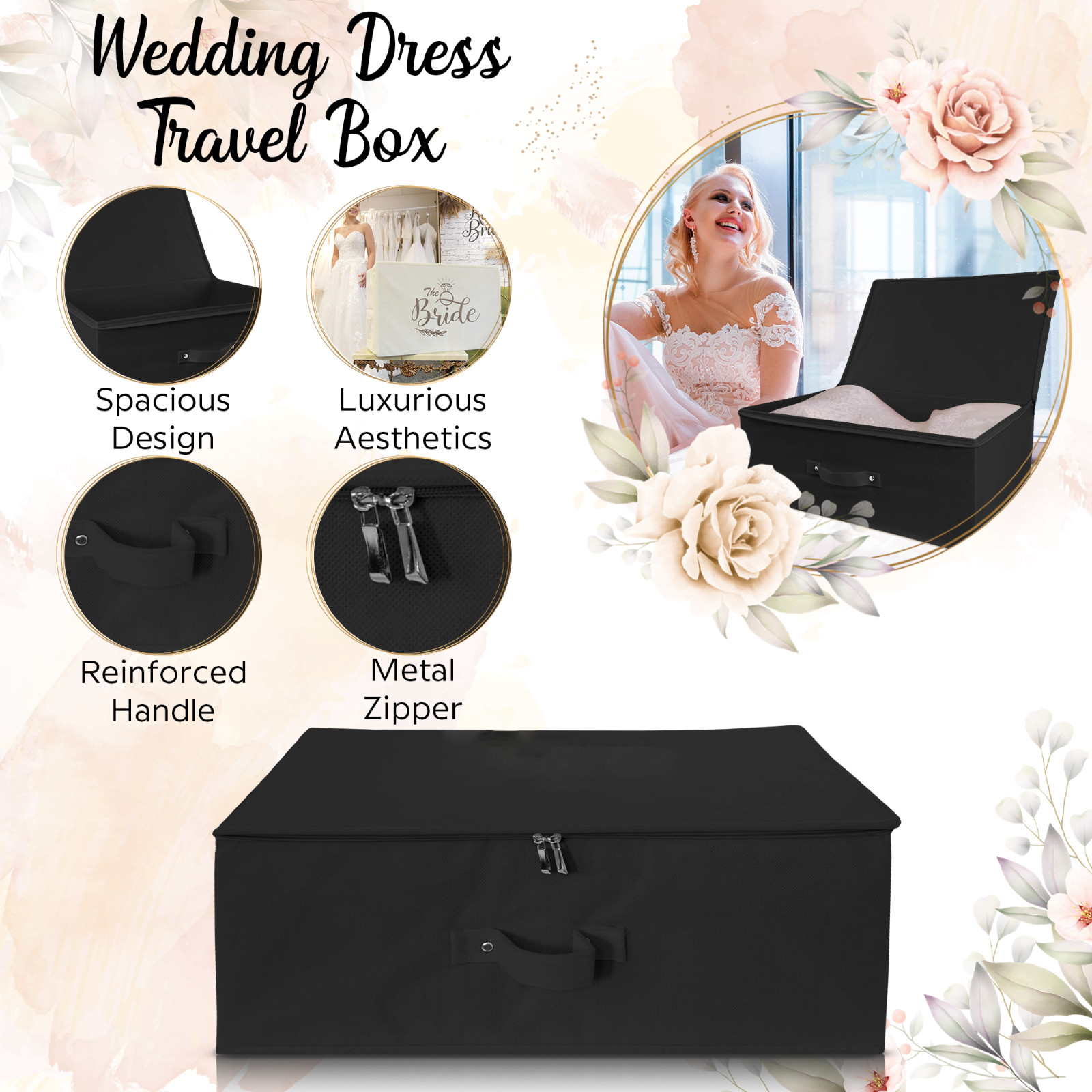 Wedcova Breathable Fabric Bridal Wedding Dress Travel Box 10 Acid Free Tissue