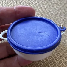 Vintage Keychain Tupperware Large Container Opens Blue Round