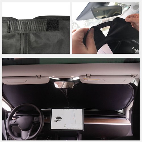 For Tesla Model Y/3 Windshield Sun Shade Front Cover UV Visor Sunshade Foldable- - Picture 4 of 7