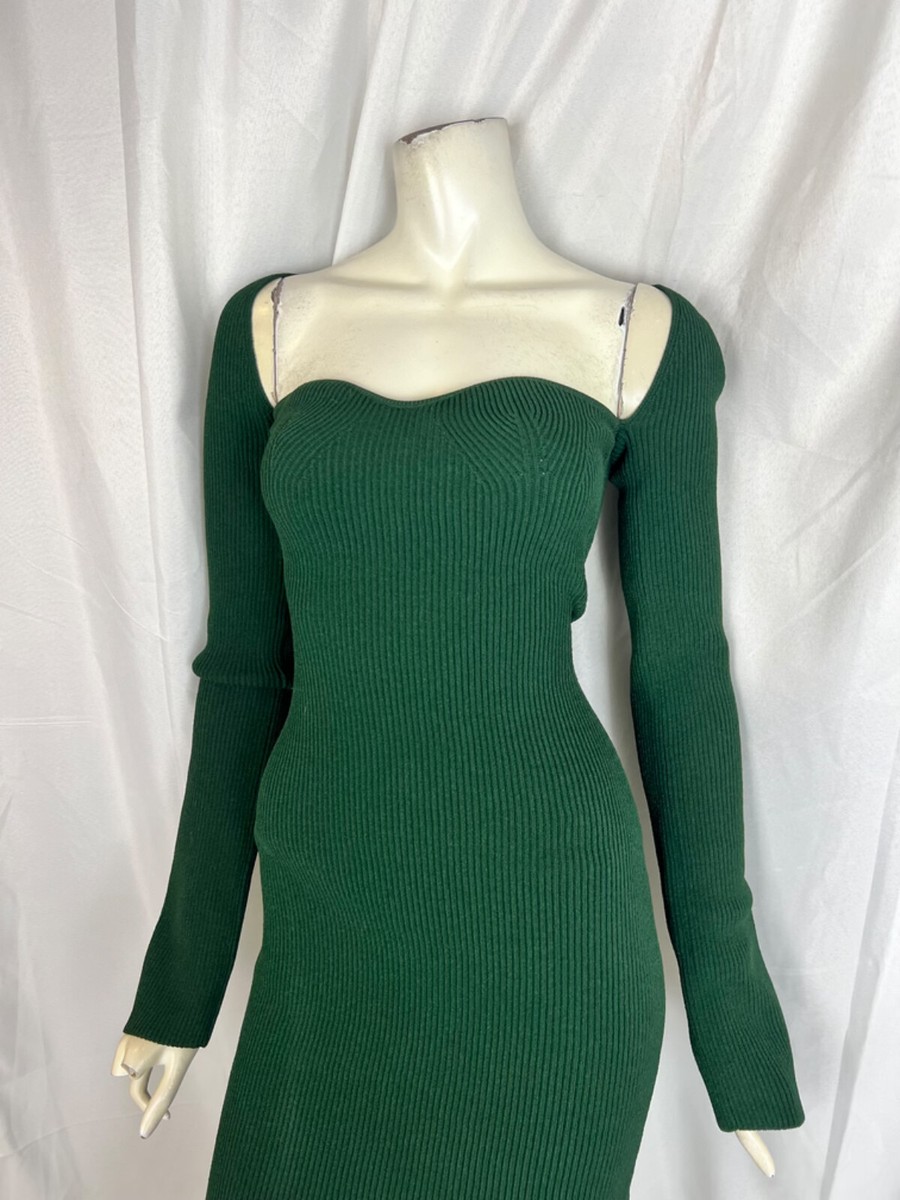 khaite beth ribbed-knit midi dress Khaite Green Beth Dress Khaite