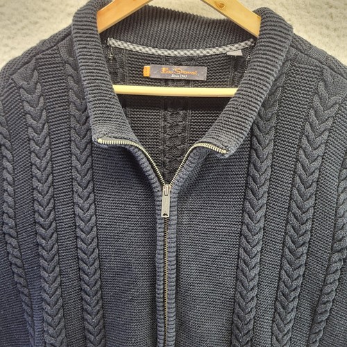 Ben Sherman Knit Sweater Mens 2XL XXL Blue 1/4 Zip Pullover Sweatshirt Golf