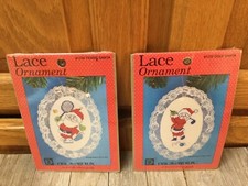 Designs For The Needle Lot of Two Lace Ornament Kits Golf Santa Tennis Santa