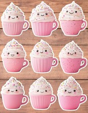 Kawaii Mug Cake Vinyl Die Cut Stickers Set Scrapbooking Laptop Waterbottle