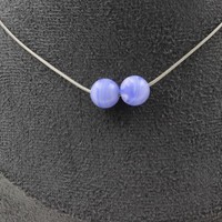 Mineralien Und Steine PréCieuses. Halskette 2 Perlen Achat Crazy Lace Blau 8 Mm
