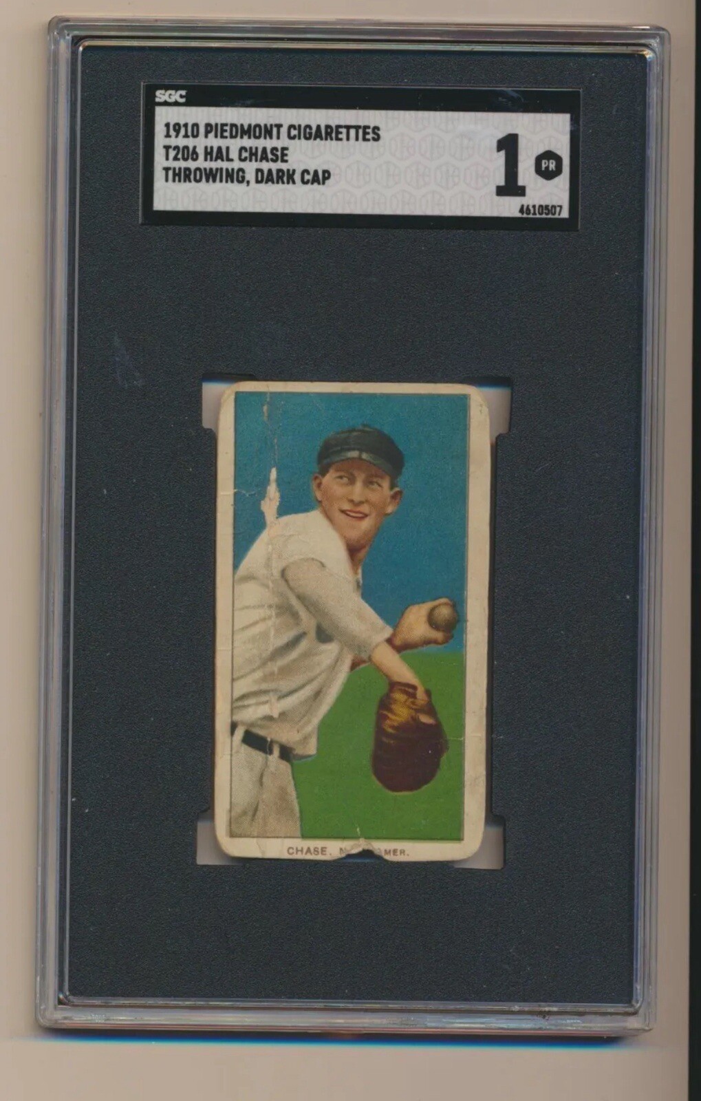 1909-11 T206 HAL CHASE Yankees 'Throwing' Piedmont 350 SGC 1 