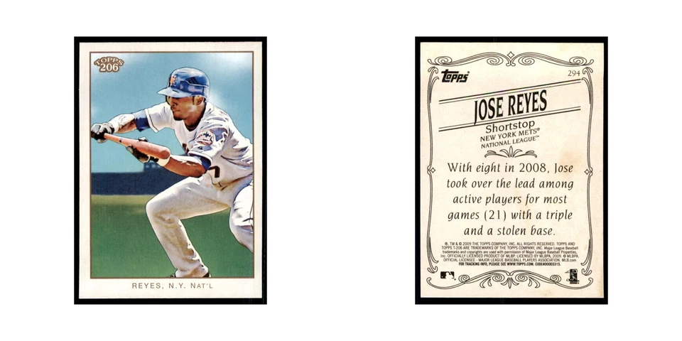 2009 Topps 206 Jose Reyes Baseball Cards #294 - Image 3 of 3