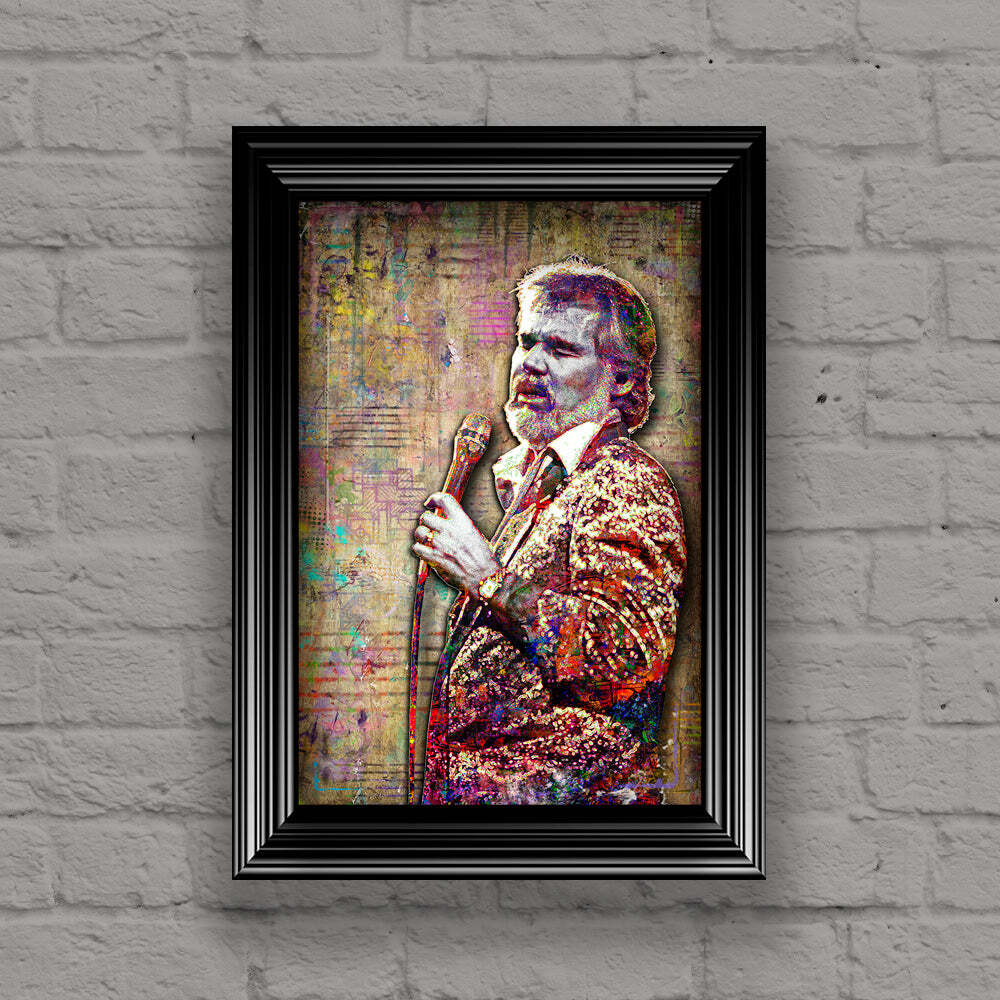 Kenny Rogers Poster, Kenny Rogers Tribute Fine Art Free Shipping US