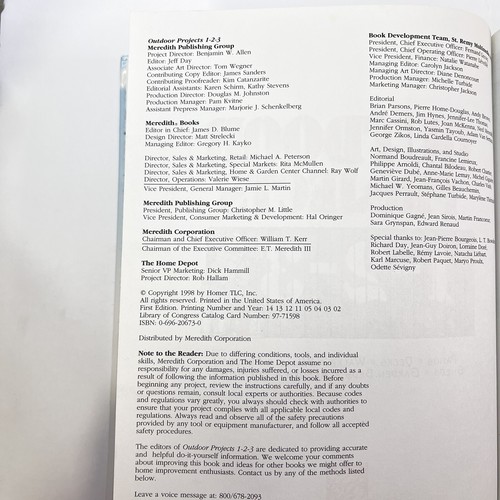 Book: 1998 OUTDOOR PROJECTS 1-2-3 Home Depot Series Construction DIY Hardcover - Picture 3 of 12