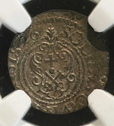 LIVONIA RARE 1626 1 Solidus Silver MONEY COIN NGC AG II Sweden Riga Crossed Keys