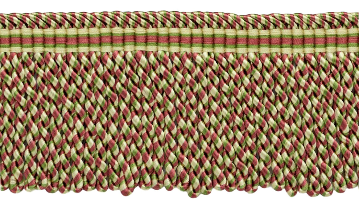 Dusty Rose 3"" Bullion Fringe with Fancy Woven Header [By the Yard]