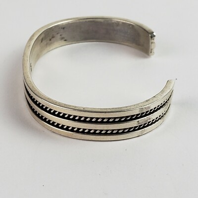 Native American Navajo Sterling Silver Cuff Bracelet Signed